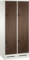 Zeige Details für Garderobenschrank doppelstöckig, 4 Fächer S3000 Evolo mit 400 mm breiten MDF-Dekortüren, mit Sokel Bild von Garderobenschrank doppelstöckig, 4 Fächer S3000 Evolo mit 400 mm breiten MDF-Dekortüren, mit Sokel