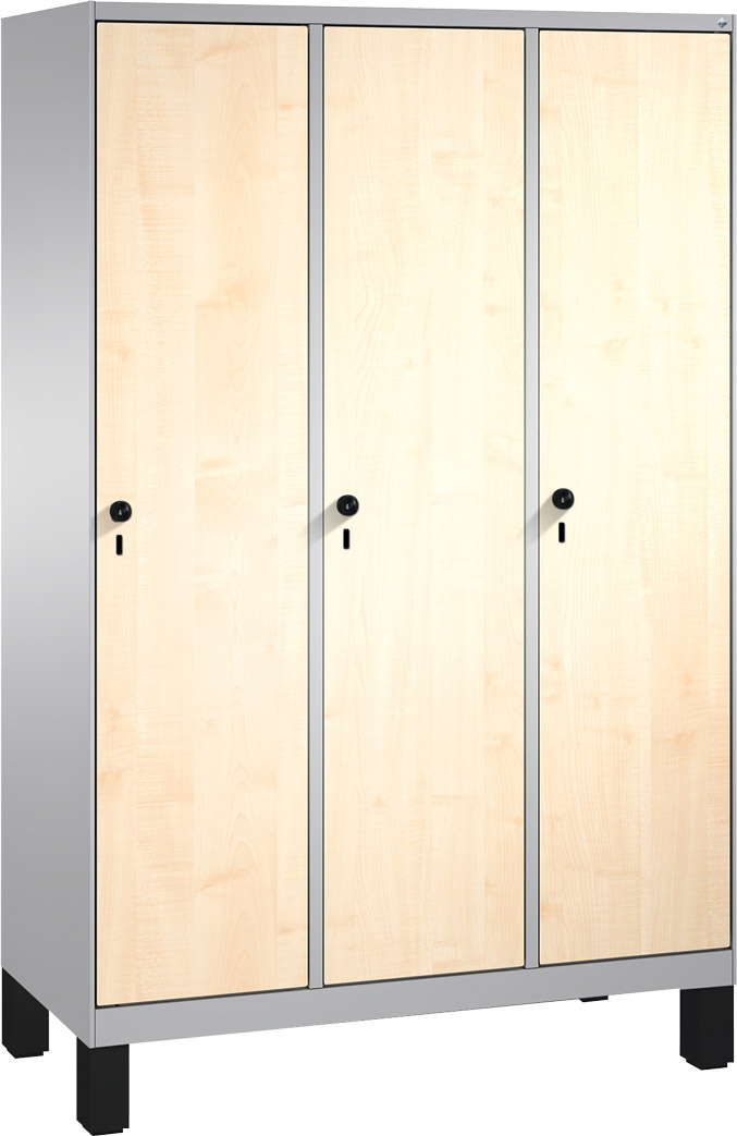 Picture of Garderobenschrank einteilig, 3 Fach S3000 Evolo mit 300 mm, MDF Dekortüren, mit Füssen