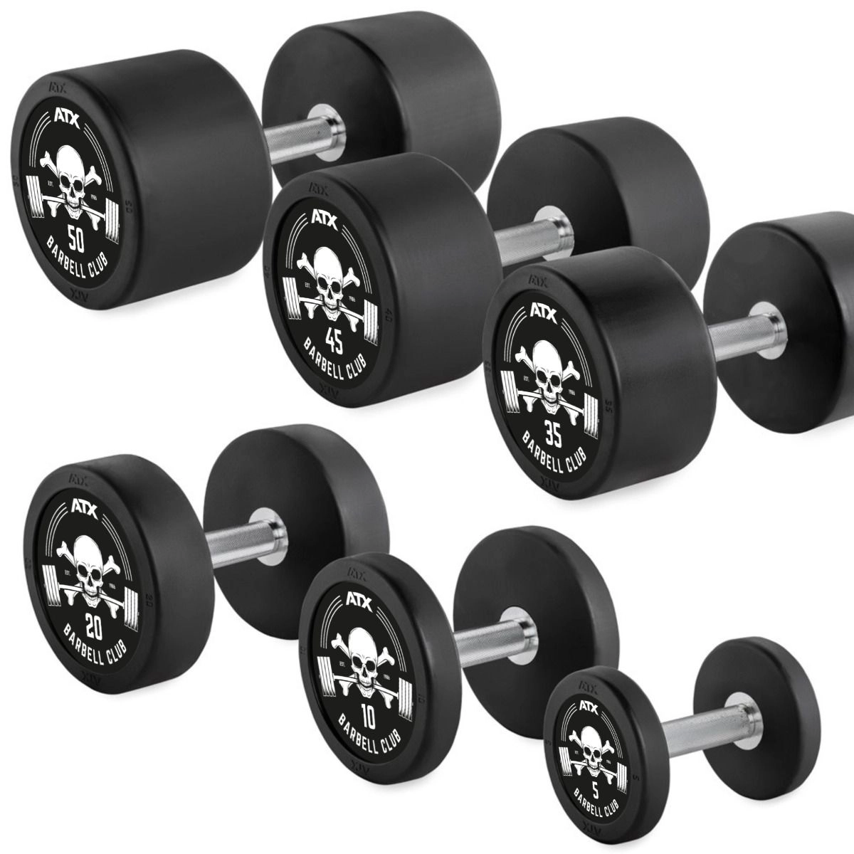 Bild von PRO-Style - Rubber Dumbbell - Barbell Club Hantelsatz 5 - 50 kg